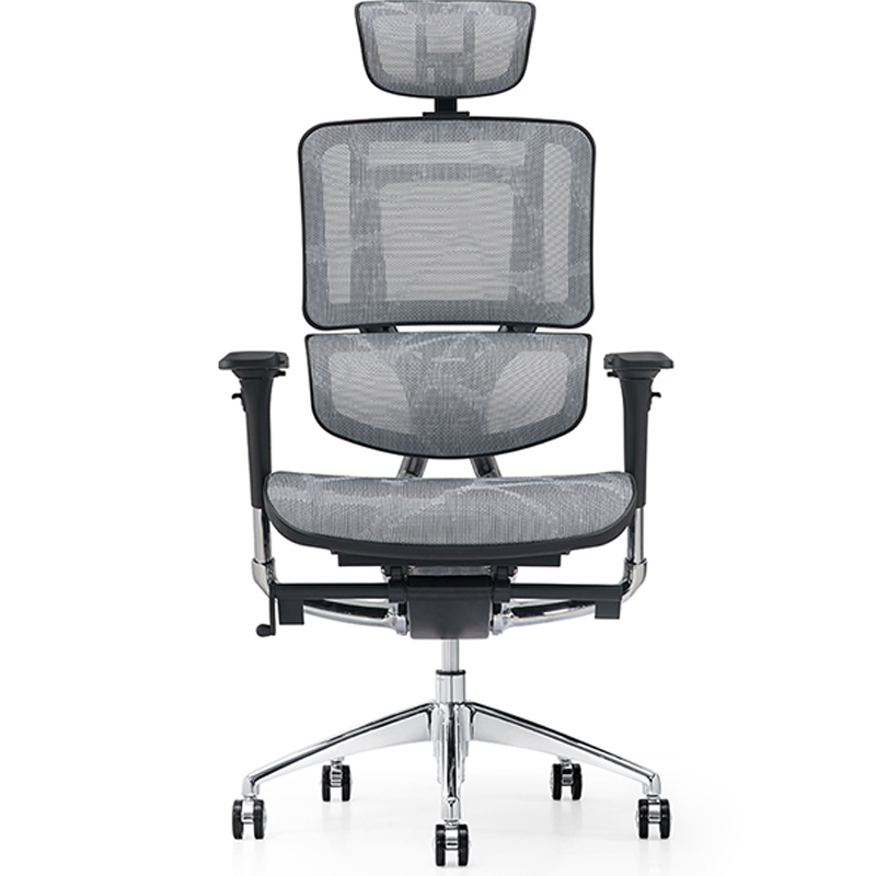 Ergonomic mesh office chair with headrest and chrome base